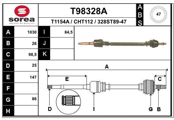 EAI hajtótengely T98328A