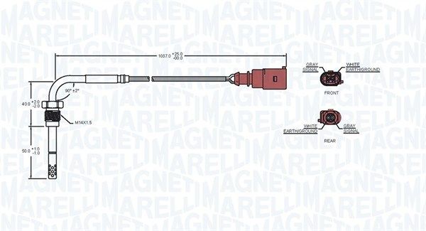 Датчик, температура відпрацьованих газів, Magneti Marelli 172000175010