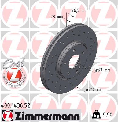 Гальмівний диск, Zimmermann 400.1436.52