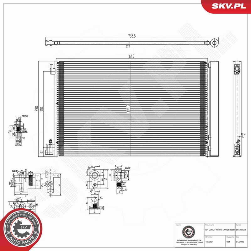 ESEN SKV 86SKV022 Condenser, air conditioning