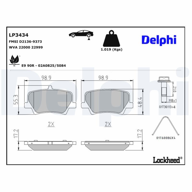 Piduriklotsi komplekt, ketaspidur, DELPHI LP3434