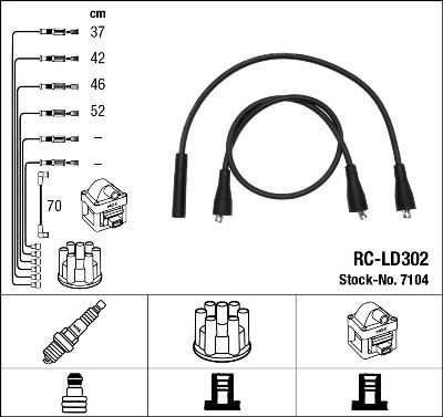 Комплект проводів високої напруги, LADA 2107/NIVA RC-LD302, Ngk RCLD302