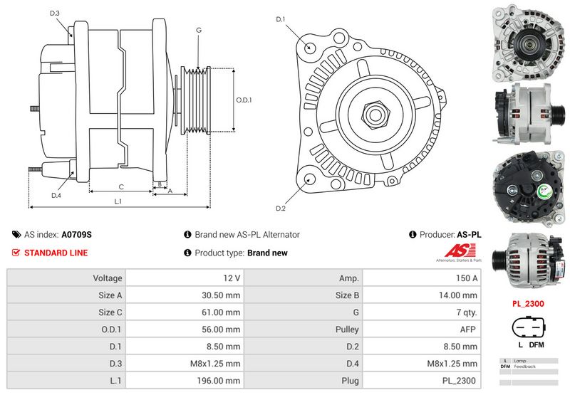 AS-PL A0709S Alternator
