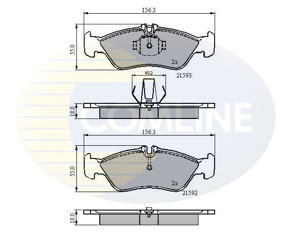 Комплект гальмівних накладок, дискове гальмо, Comline CBP0478