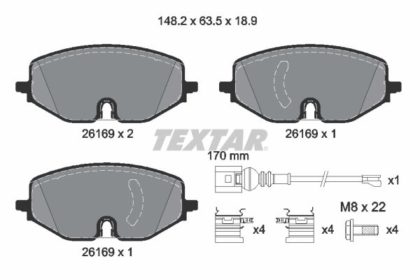 Тормозные колодки AUDIFORDSKODAVW A3ConnectOctavia F 19 TEXTAR 2616901