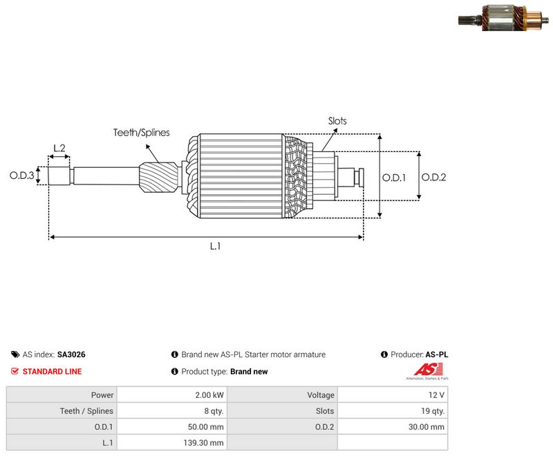 AS-PL SA3026 Armature, starter