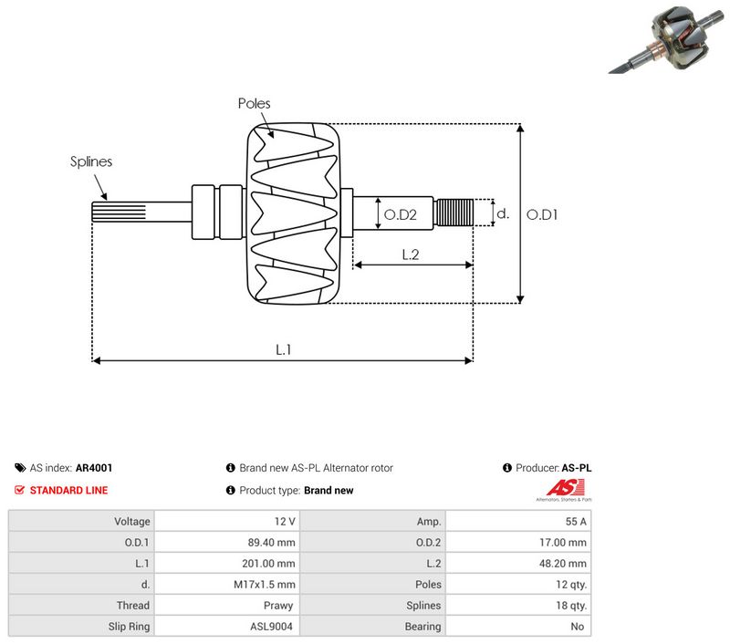 AS-PL AR4001 Rotor, alternator