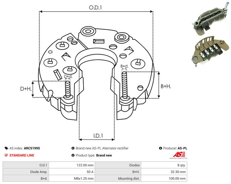 AS-PL ARC5199S Rectifier, alternator