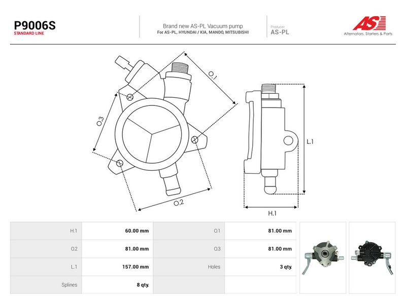 Pump, pidurisüsteem, AS-PL P9006S