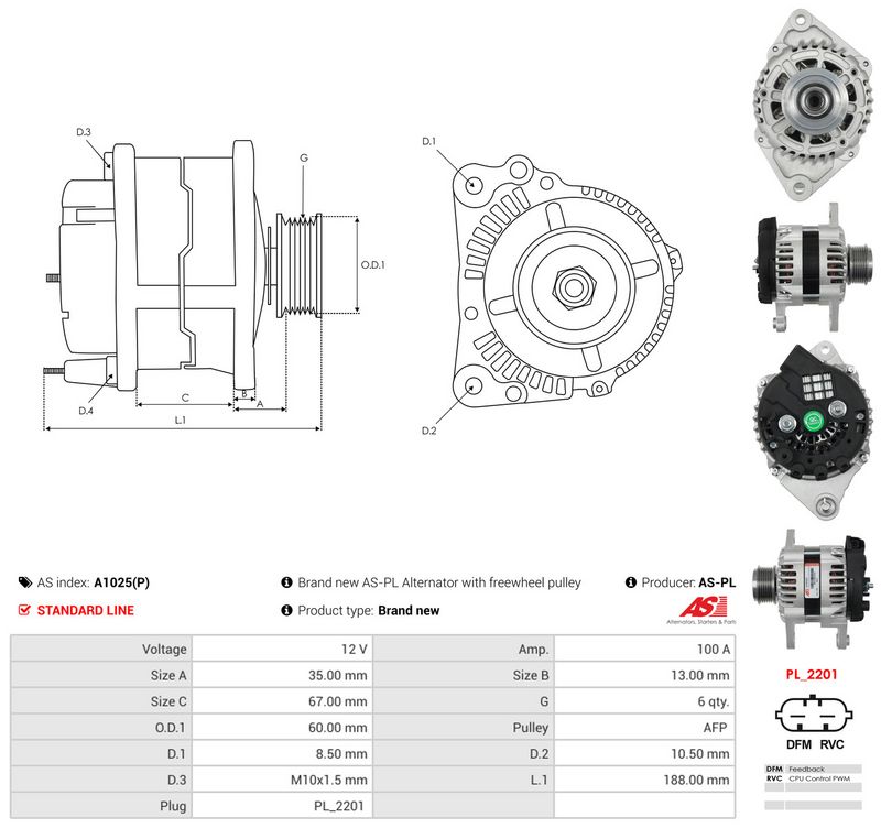 Generaator, AS-PL A1025(P)