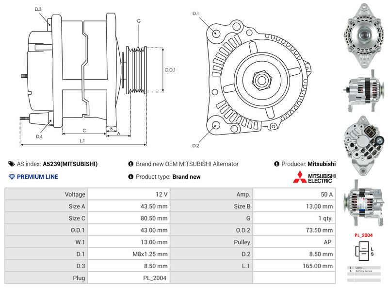 AS-PL A5239(MITSUBISHI) Alternator