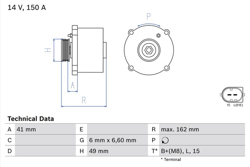 BOSCH Dynamo / Alternator 0 986 041 750