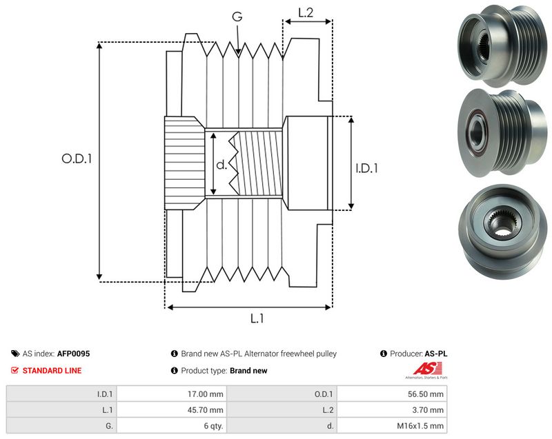 AS-PL AFP0095 Alternator Freewheel Clutch