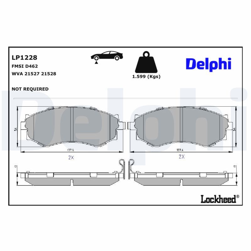 комплект спирачно феродо, дискови спирачки DELPHI