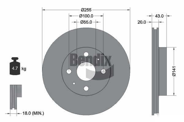 BENDIX Braking féktárcsa BDS1326