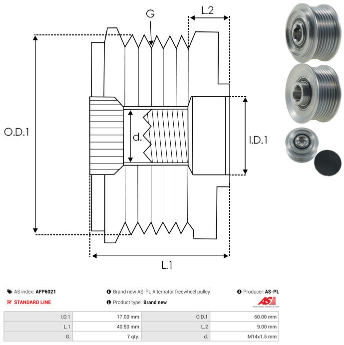 AS-PL AFP6021 Alternator Freewheel Clutch