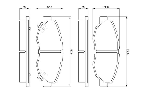 Комплект гальмівних накладок, дискове гальмо, Bosch 0986461124