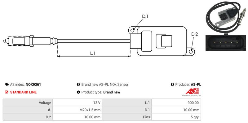 AS-PL NOX9361 NOx Sensor, urea injection