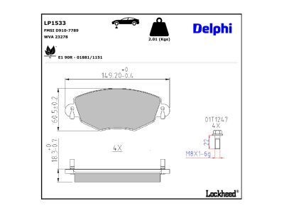 DELPHI LP1533 Brake Pad Set, disc brake