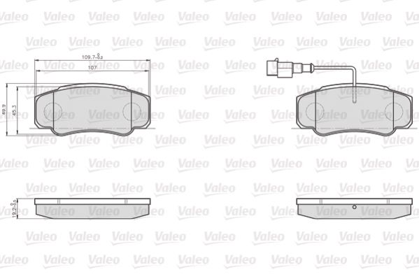 Комплект гальмівних накладок, дискове гальмо, Valeo 872921