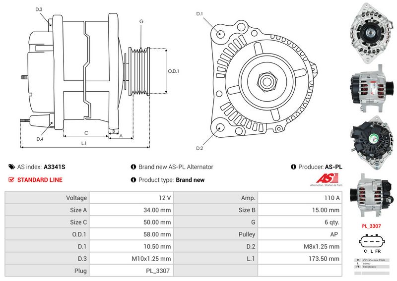 AS-PL A3341S Alternator