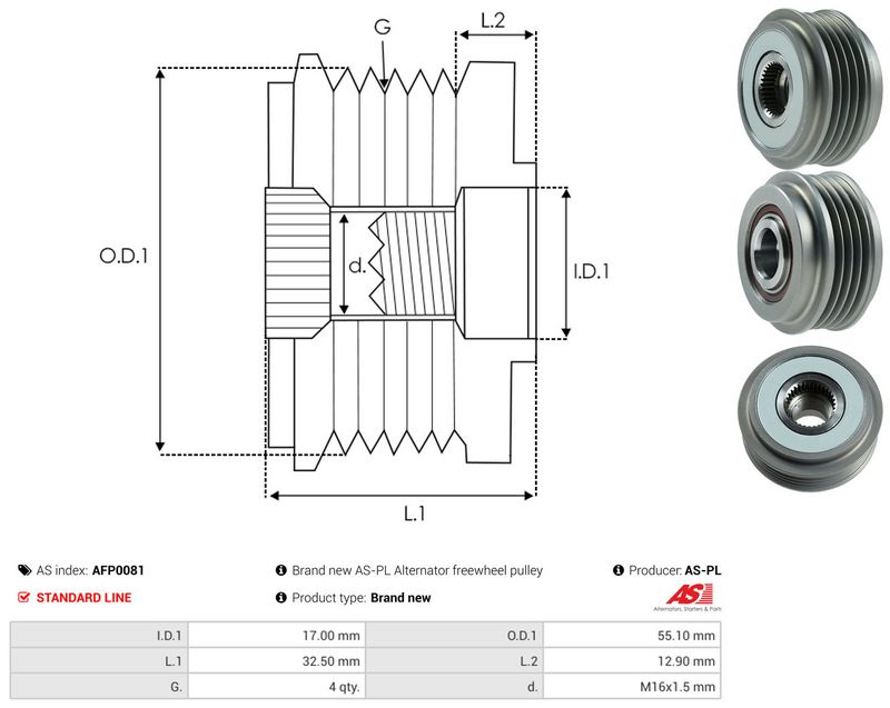 AS-PL AFP0081 Alternator Freewheel Clutch