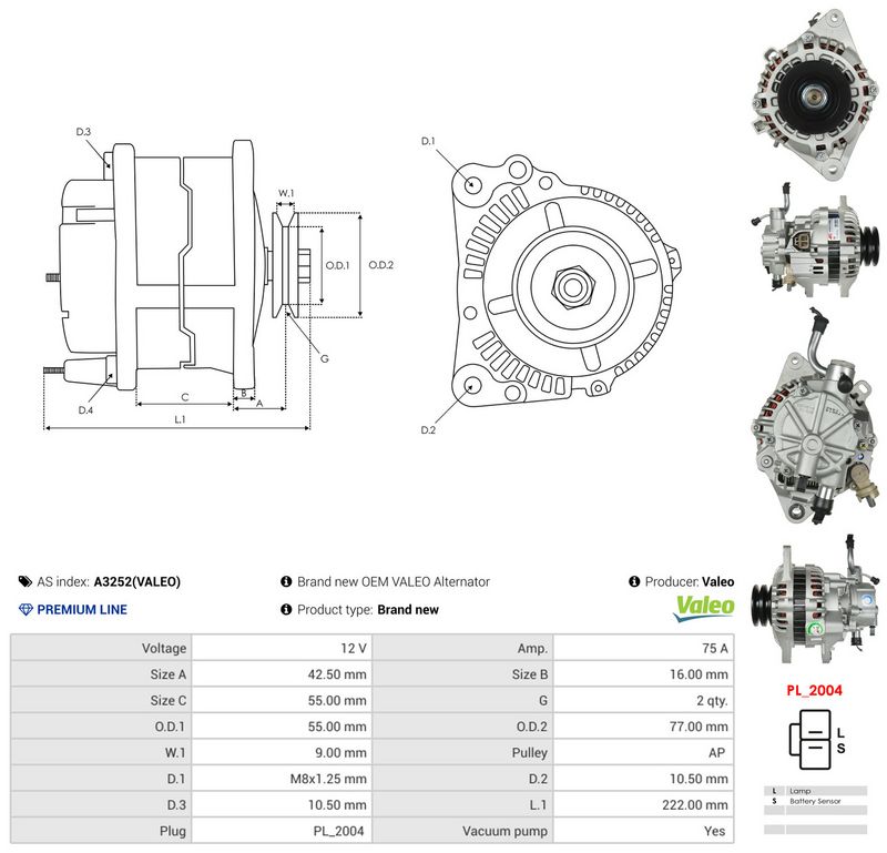 AS-PL A3252(VALEO) Generatorius