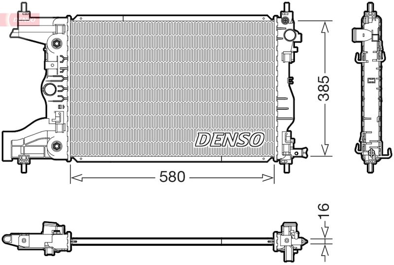 Радіатор, система охолодження двигуна, Denso DRM15016