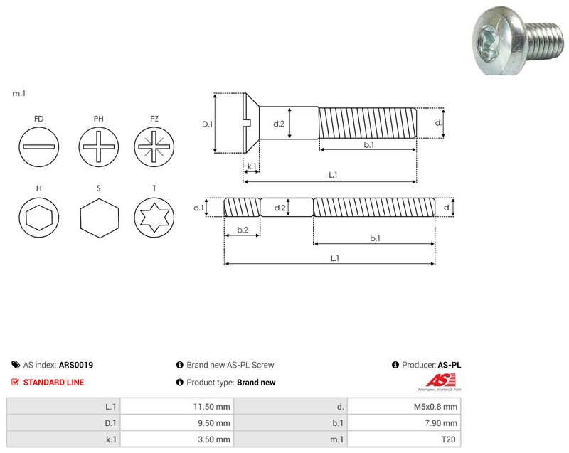 Remondikomplekt, generaator, AS-PL ARS0019