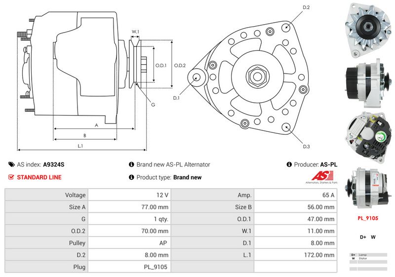 AS-PL A9324S Alternator