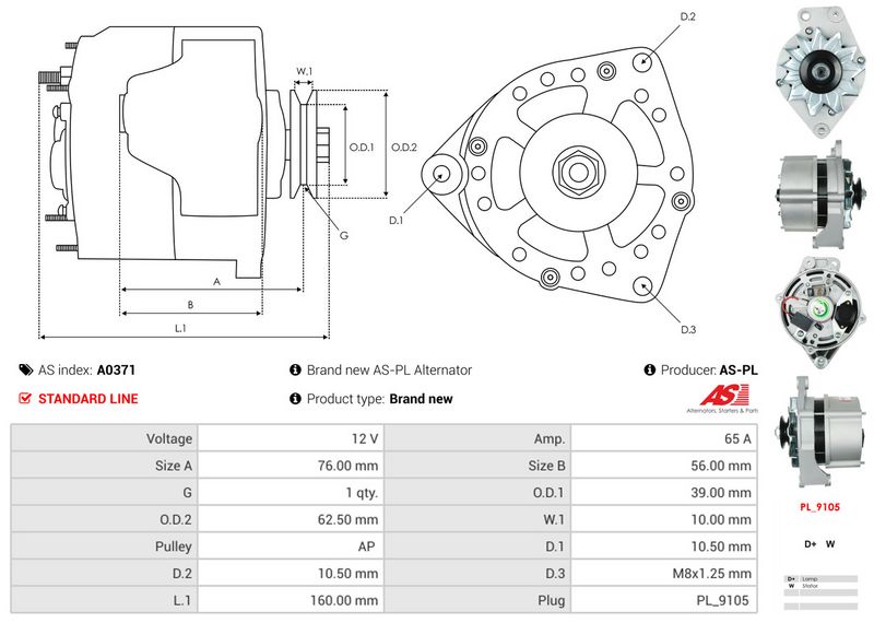 AS-PL A0371 Alternator
