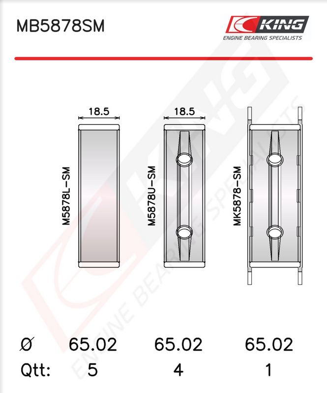Set cuzineți arbore cotit KING MB5878SM
