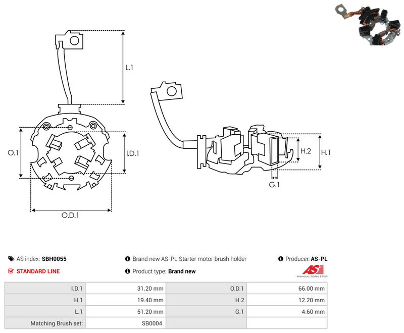 AS-PL SBH0055 Holder, carbon brushes
