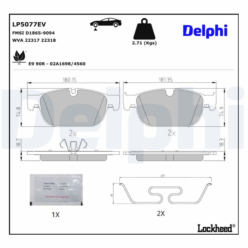 DELPHI LP5077EV Brake Pad Set, disc brake