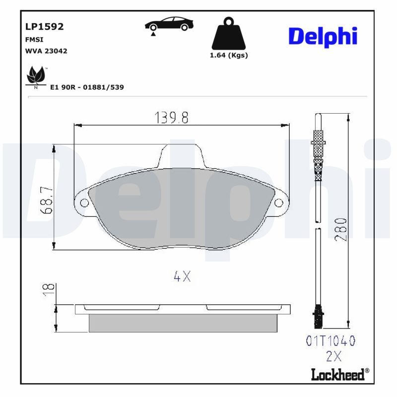 Piduriklotsi komplekt, ketaspidur, DELPHI LP1592