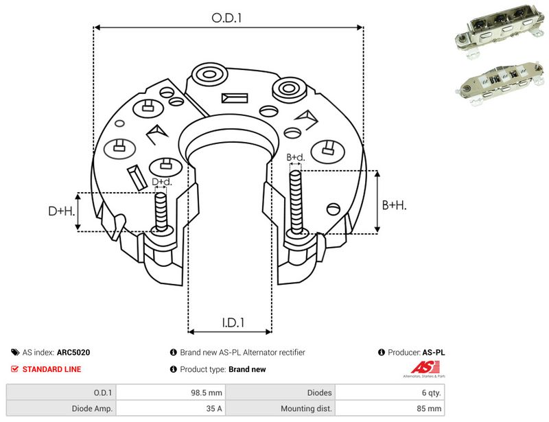AS-PL ARC5020 Rectifier, alternator