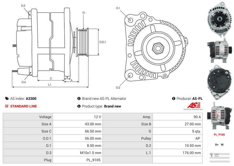 AS-PL A3300 Alternator