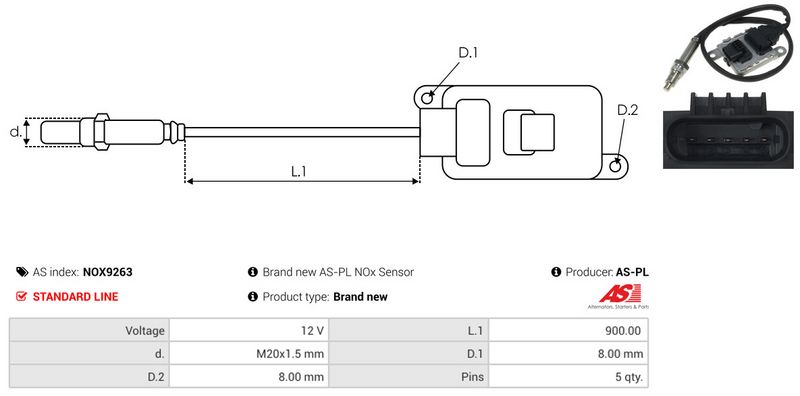 AS-PL NOX9263 NOx Sensor, urea injection