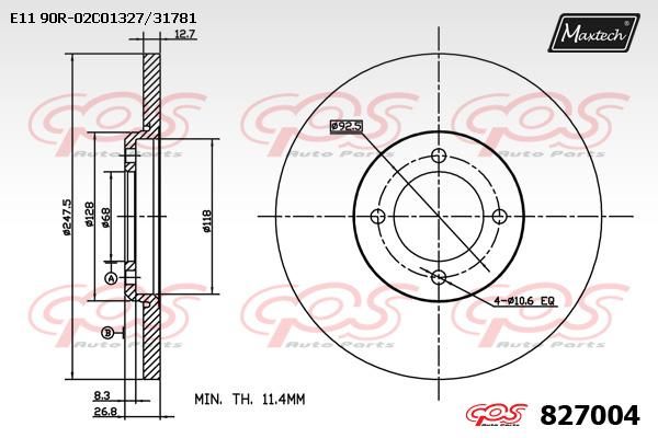 MAXTECH 827004 Stabdžių diskas