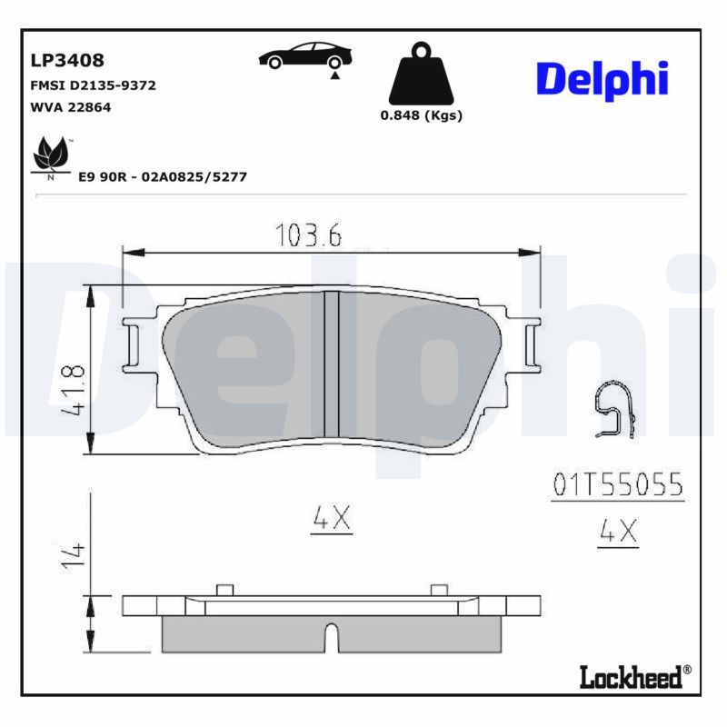 Piduriklotsi komplekt, ketaspidur, DELPHI LP3408