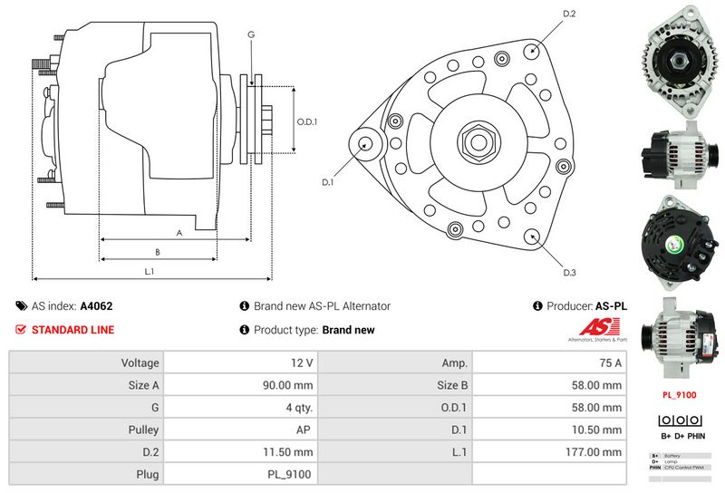 AS-PL A4062 Alternator