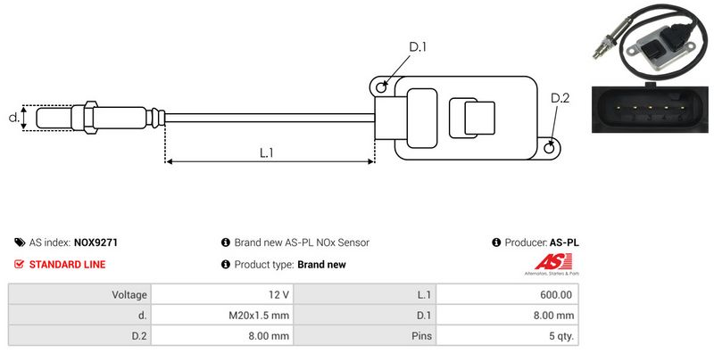AS-PL NOX9271 NOx Sensor, urea injection
