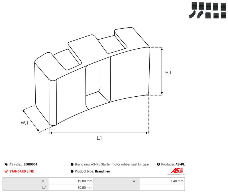 Remondikomplekt, Starter, AS-PL SGR0001