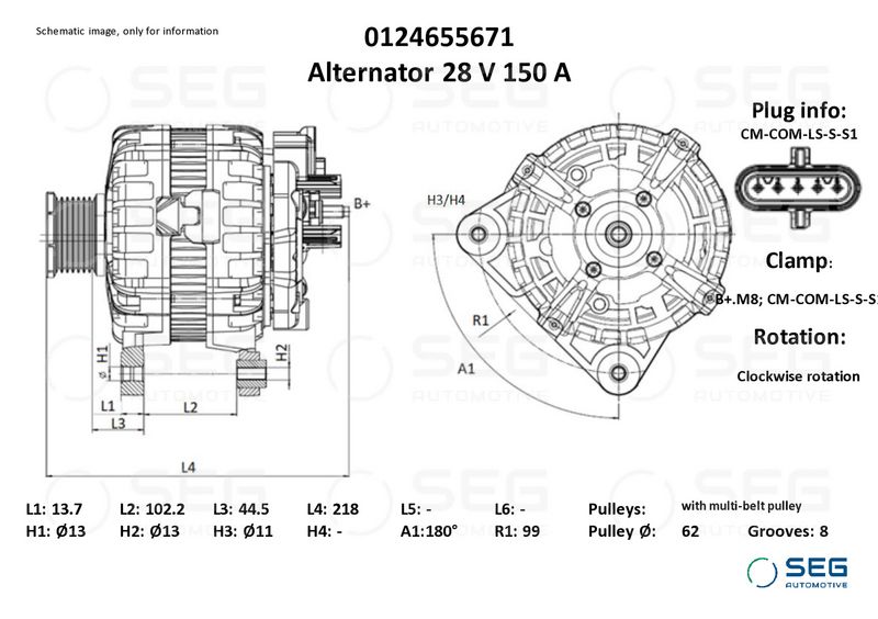SEG Automotive 0124655671 Alternator