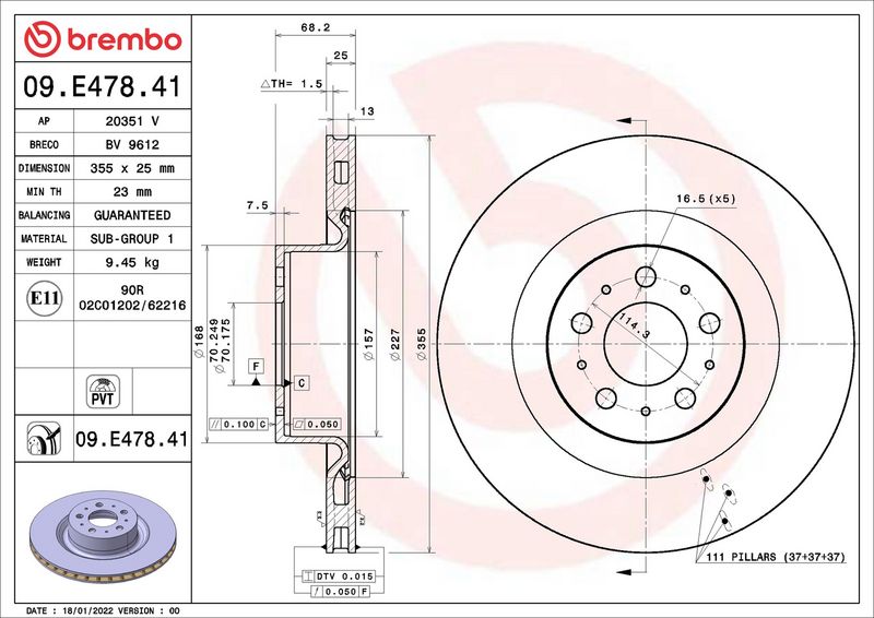 BREMBO 09.E478.41 Brake Disc