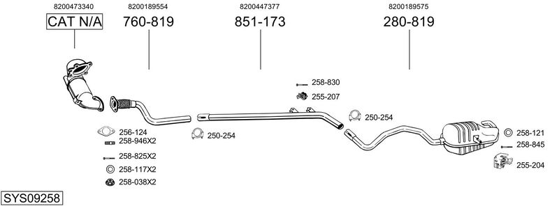 BOSAL kipufogórendszer SYS09258