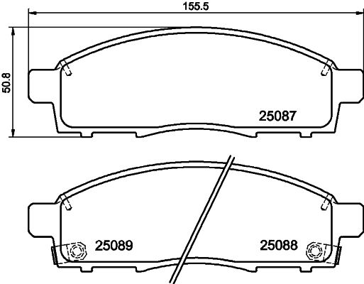 Комплект гальмівних накладок, дискове гальмо, Hella 8DB355023-401