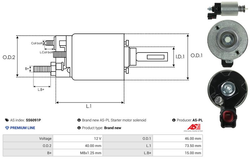 AS-PL SS6091P Solenoid Switch, starter