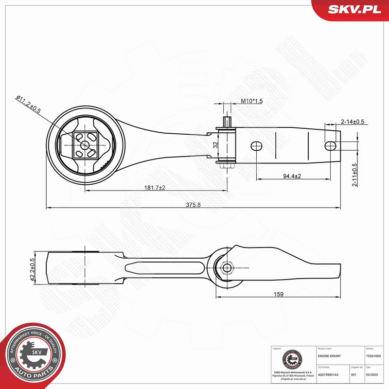 ESEN SKV 75SKV069 Mounting, engine