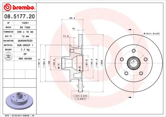 Гальмівний диск, Brembo 08.5177.20